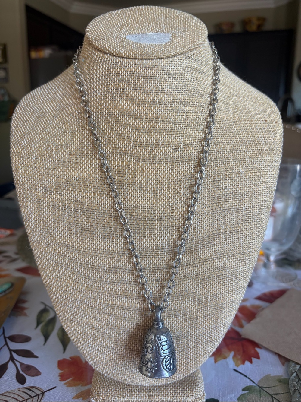 Sterling-Style Silver Floral Bell Pendant Necklace - Women's Jewelry